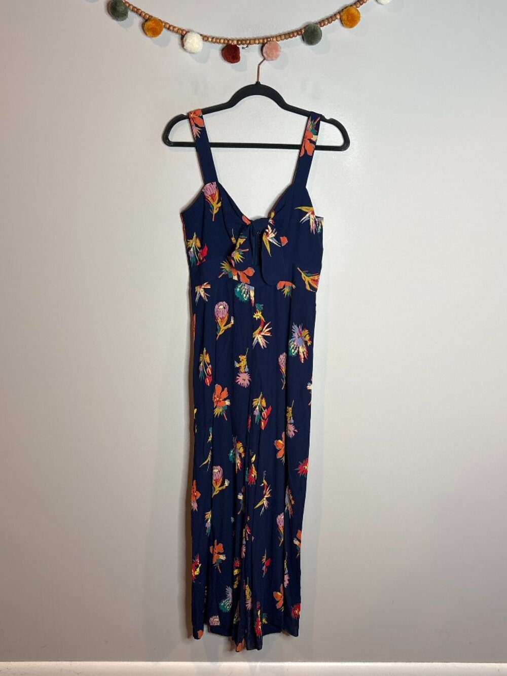 Madewell Navy Plumeria Cutout Floral Wide Leg Jumpsuit Bird of Paradise - Picture 2 of 7